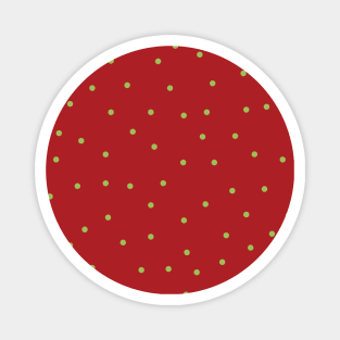 Green Polka Dots on Red Background Magnet